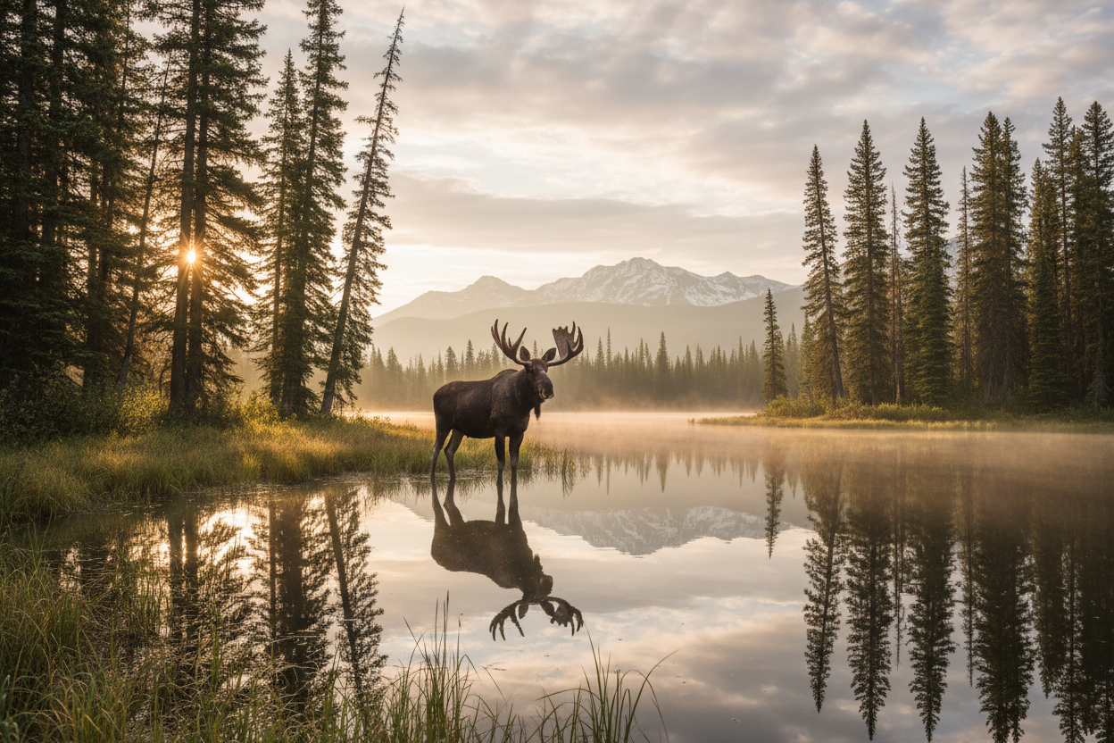 Moose by the water